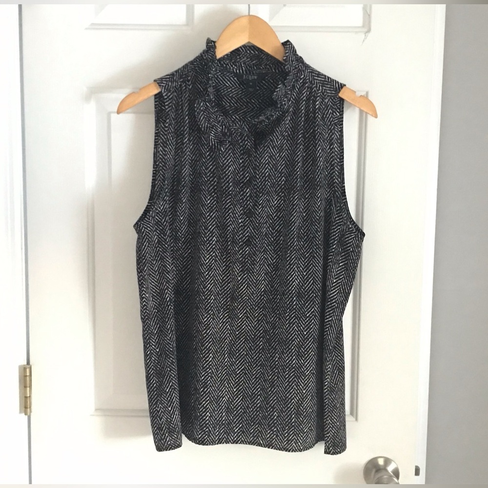 J. Crew Black and White Patterned Blouse